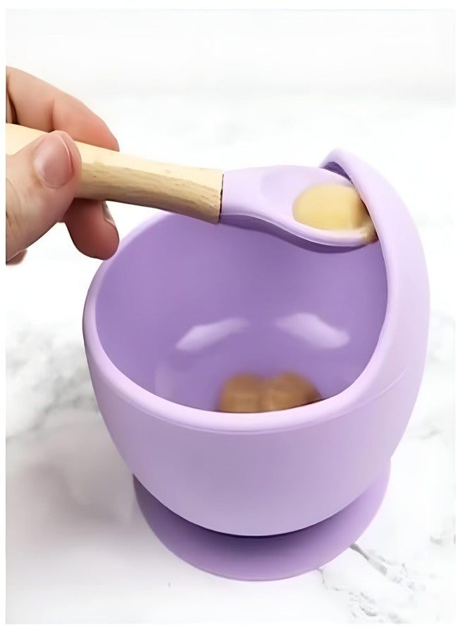 yomith Baby Bowls with Spoon, Suction Stay Put Silicone Food Bowl for Babies Kids Toddlers Infants, Food Grade BPA-Free Safe Soft Silicone (Purple) - Image 3
