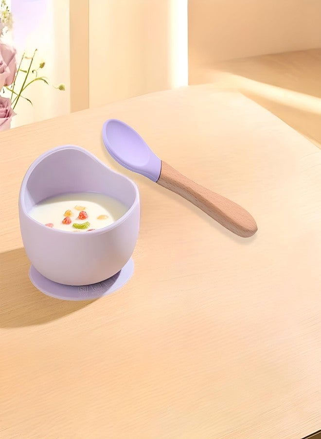 yomith Baby Bowls with Spoon, Suction Stay Put Silicone Food Bowl for Babies Kids Toddlers Infants, Food Grade BPA-Free Safe Soft Silicone (Purple) - Image 5