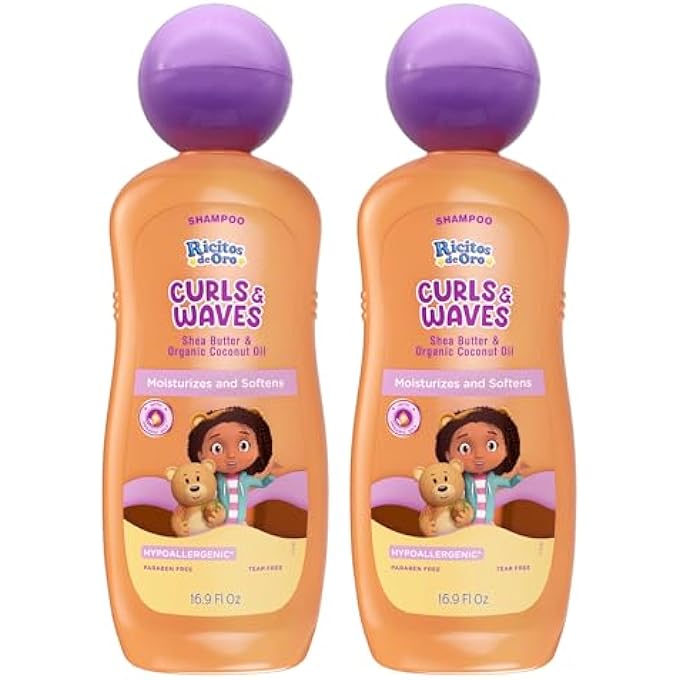 Ricitos de Oro CURLS & WAVES SHAMPOO: DEFINES & HIGHLIGHTS NATURAL CURLS, MOISTURIZES & SMOOTHES, FRIZZ CONTROL, DEEP CLEANSES SCALP, BABY SHAMPOO, IDEAL FOR KIDS & TODDLERS, 16.9 OZ, 2-PACK - Image 2