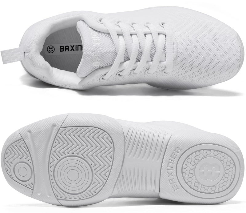 BAXINIER Girls White Cheerleading Shoes Breathable Youth Cheer Competition Sneakers Athletic Training Dance Tennis Walking Shoes - White 12 Little Kid - Image 4