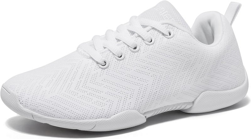 BAXINIER Girls White Cheerleading Shoes Breathable Youth Cheer Competition Sneakers Athletic Training Dance Tennis Walking Shoes - White 12 Little Kid - Image 1