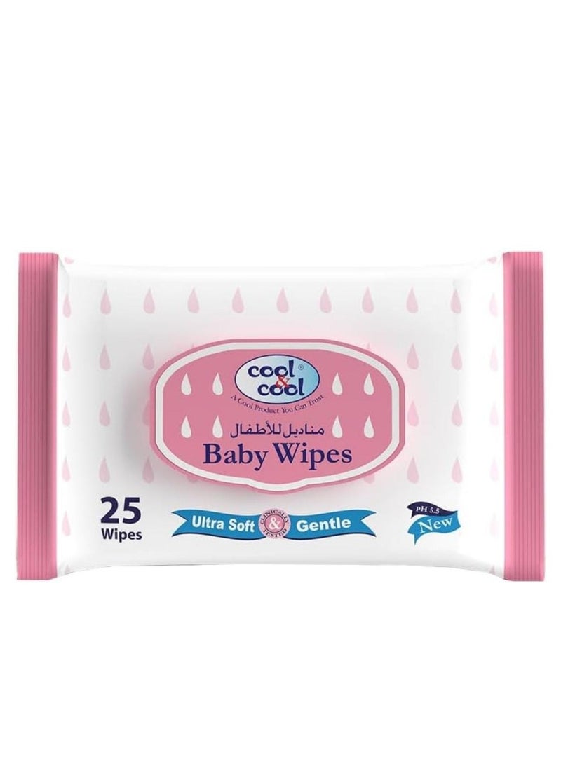 Cool & cool Baby Wipes 25's Pack of 3 - Image 2
