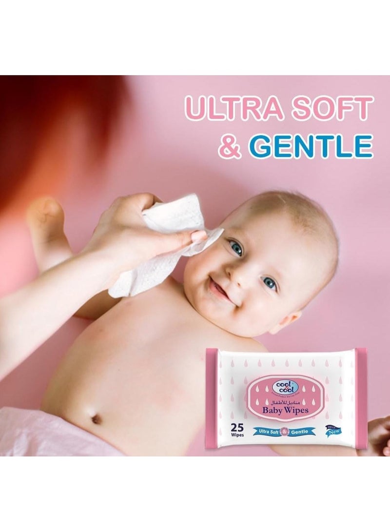 Cool & cool Baby Wipes 25's Pack of 3 - Image 3