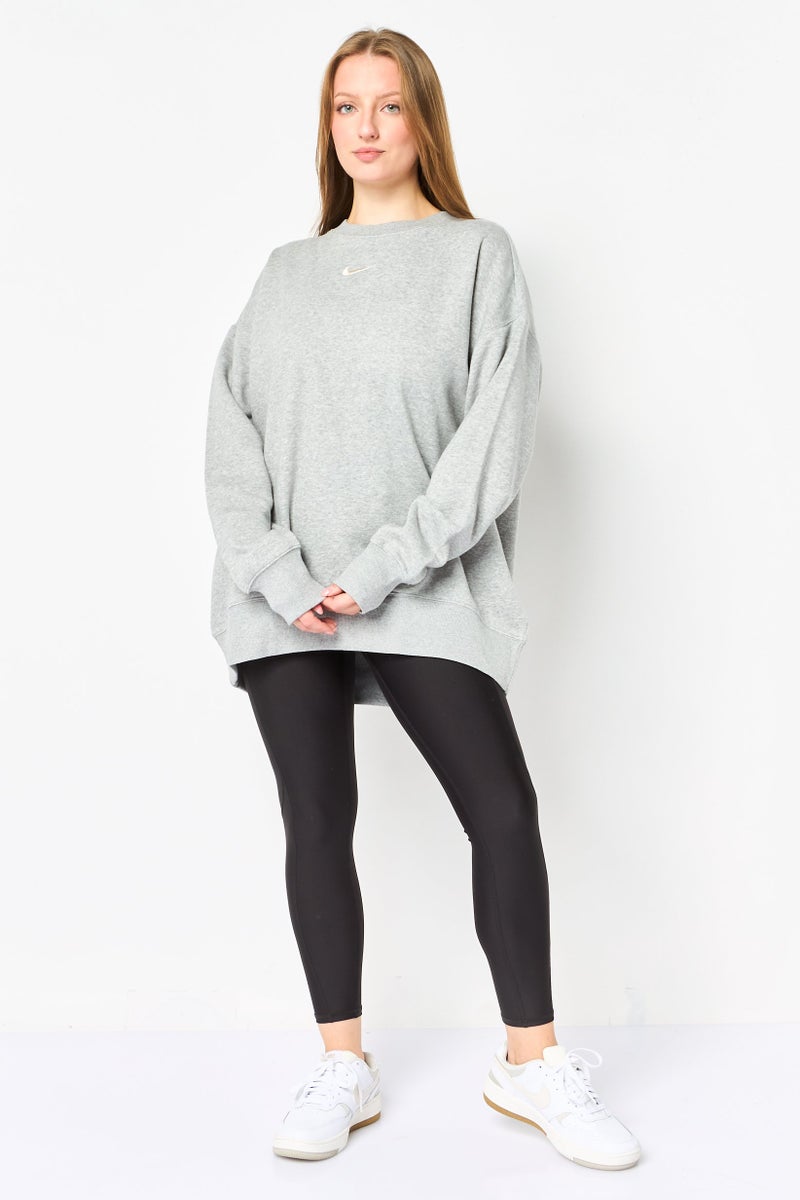 Nike سويت شيرت خارجي طويل الأكمام للنساء بحجم كبير، رمادي - Image 3