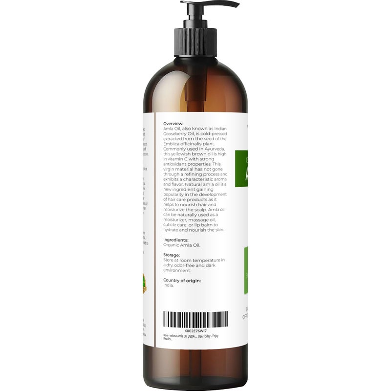 velona Amla Oil USDA Certified Organic - 8 Fl Oz | 100% Pure and Natural Carrier Oil | Extra Virgin, Unrefined, Cold Pressed - Image 3