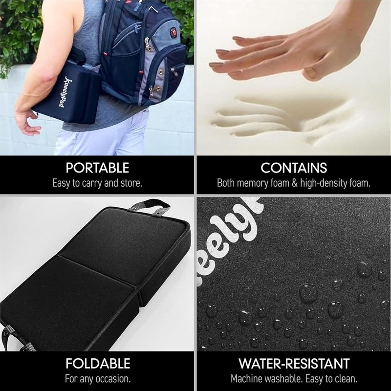 KneelyPad by | Kneeling Pad for Gardening, Exercise, Cleaning, & Mechanic Work | Extra Thick Memory Foam Knee Cushion for Gardening & More with Washable Cover | Foldable Knee Pad with Handle - Image 3