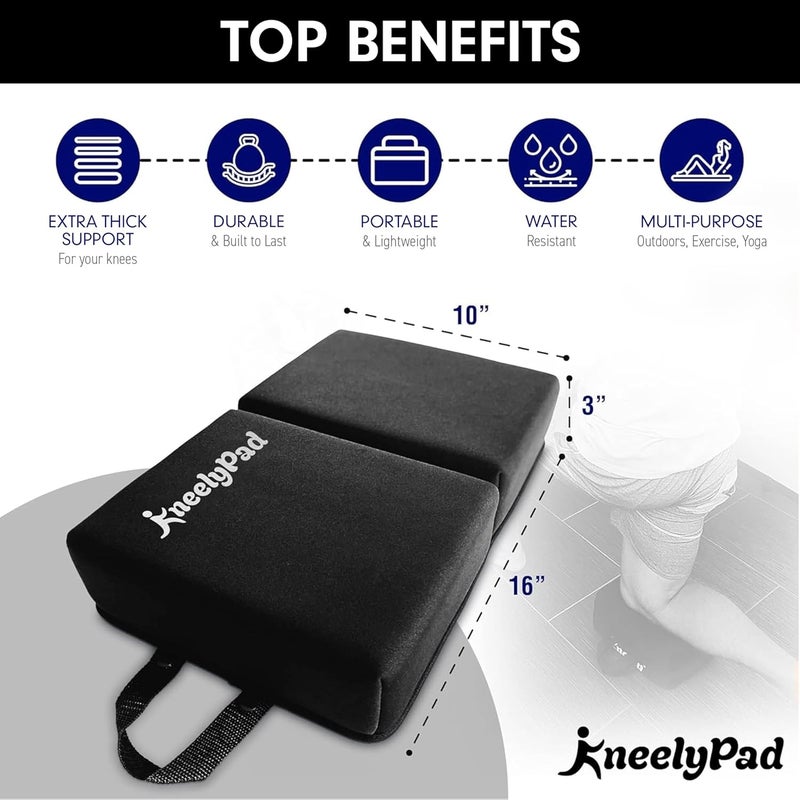 KneelyPad by | Kneeling Pad for Gardening, Exercise, Cleaning, & Mechanic Work | Extra Thick Memory Foam Knee Cushion for Gardening & More with Washable Cover | Foldable Knee Pad with Handle - Image 2