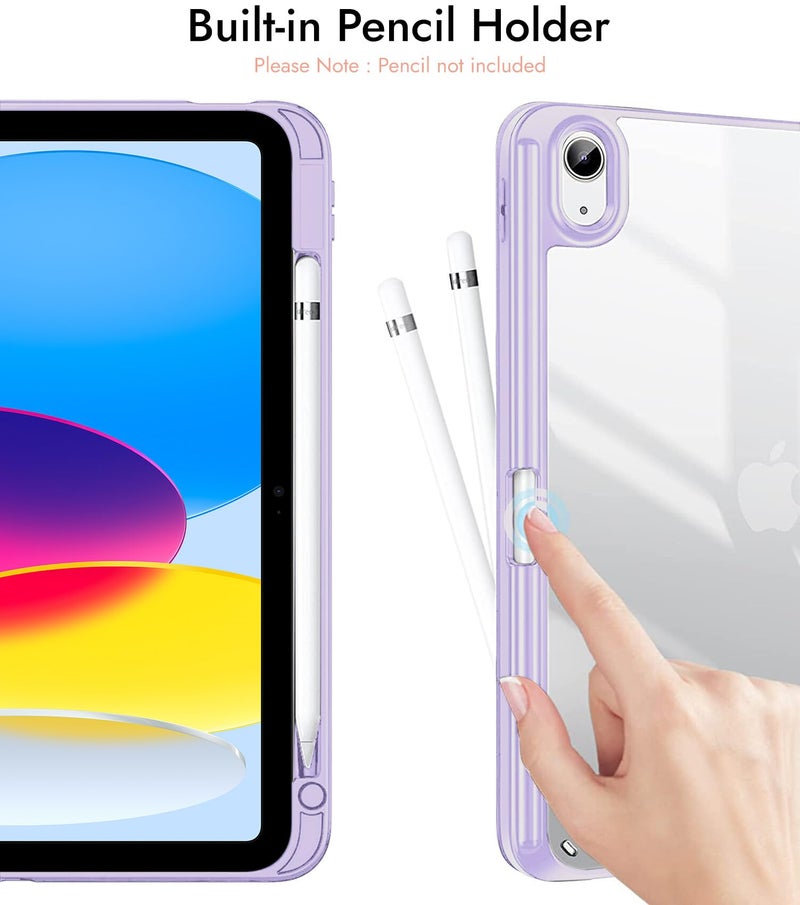 Robustrion Cover for iPad 11th (A16) / 10th Generation Cover Case (2025/2022) [Pencil Holder] (Right Side) [Auto Sleep Wake], Trifold Flip Stand Case for iPad 10th Gen /11th Gen - Marble Lilac - Image 5