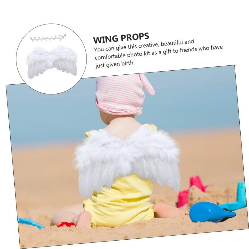 LIOOBO Creative White Shower Photo Props with Leaf Wings and Headband - Image 4