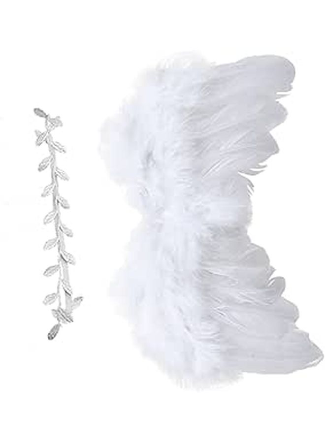 LIOOBO Creative White Shower Photo Props with Leaf Wings and Headband - Image 1