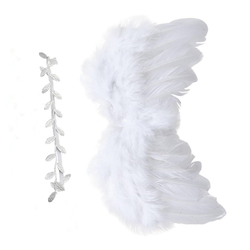 LIOOBO Creative White Shower Photo Props with Leaf Wings and Headband - Image 2