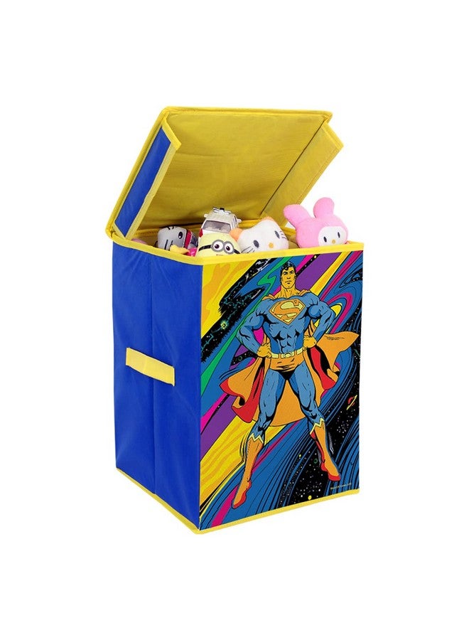 Superman Rectangular Foldable Laundry Toy Organizer & Storage Box with Top Lid (Large, Blue- SBB_SM1)(Fabric) - Image 1
