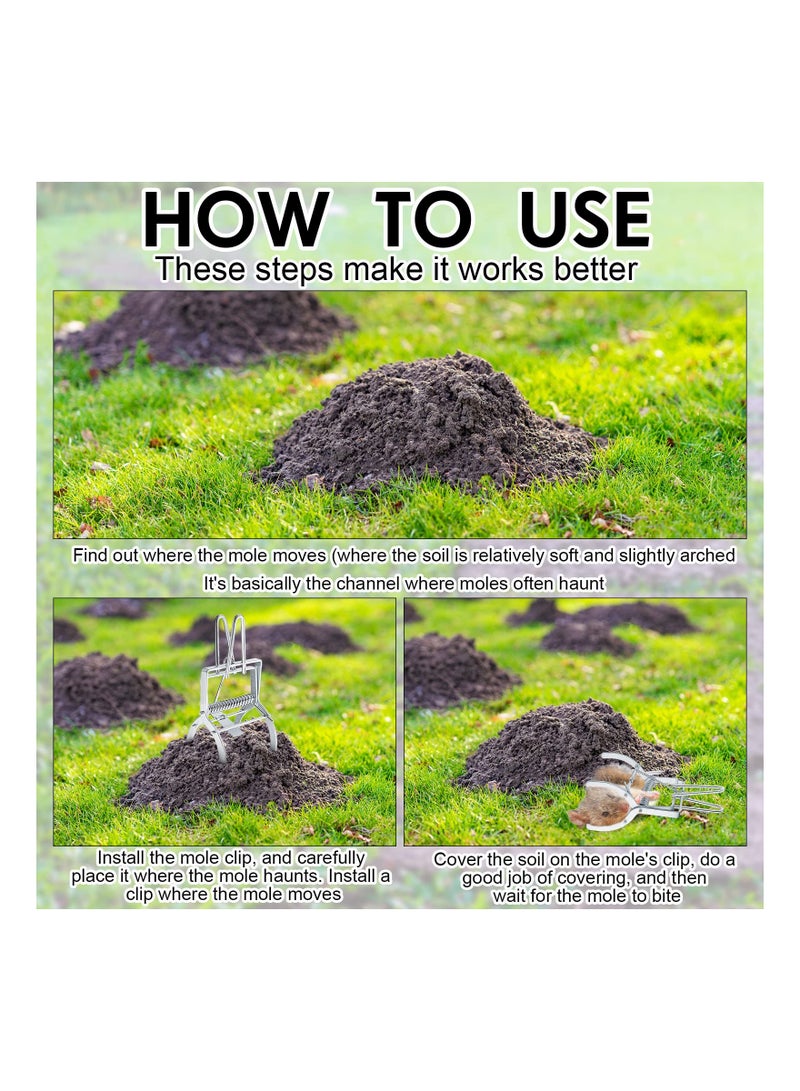 KASTWAVE Mole Trap 8 Pieces Set, Galvanized Steel Gopher Trap Reusable Vole Traps Outdoor Pest Control Traps Lawn Mole Whacker Trap Gopher Vole Exterminator Gopher Vole Exterminator for Gopher Vole Lawn - Image 4