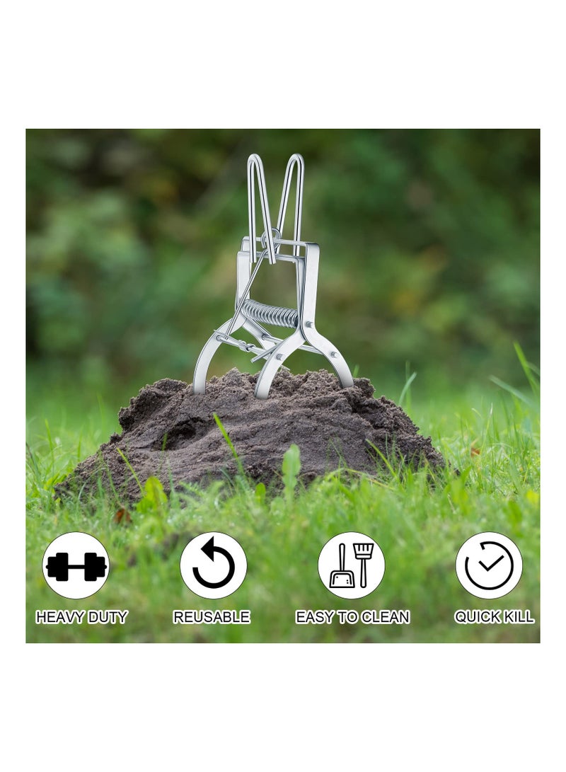 KASTWAVE Mole Trap 8 Pieces Set, Galvanized Steel Gopher Trap Reusable Vole Traps Outdoor Pest Control Traps Lawn Mole Whacker Trap Gopher Vole Exterminator Gopher Vole Exterminator for Gopher Vole Lawn - Image 3