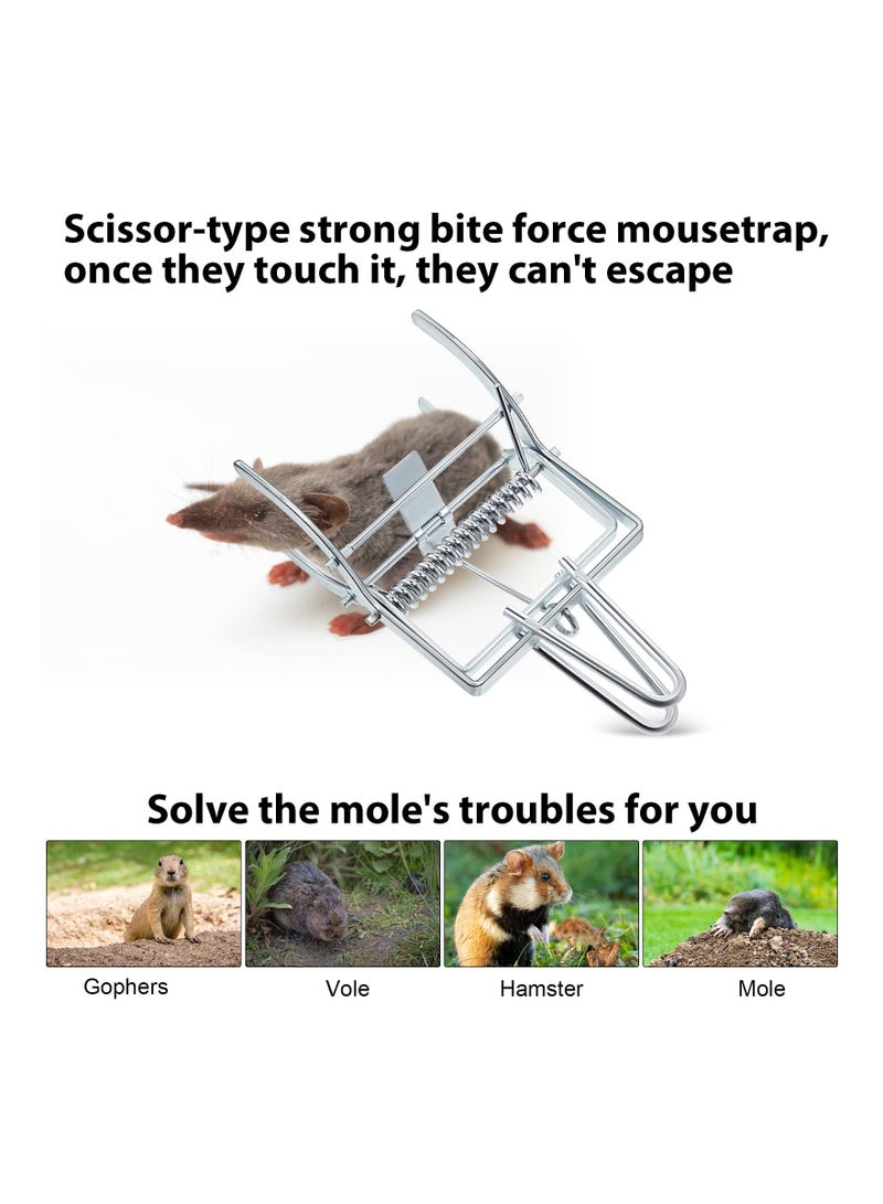 KASTWAVE Mole Trap 8 Pieces Set, Galvanized Steel Gopher Trap Reusable Vole Traps Outdoor Pest Control Traps Lawn Mole Whacker Trap Gopher Vole Exterminator Gopher Vole Exterminator for Gopher Vole Lawn - Image 2