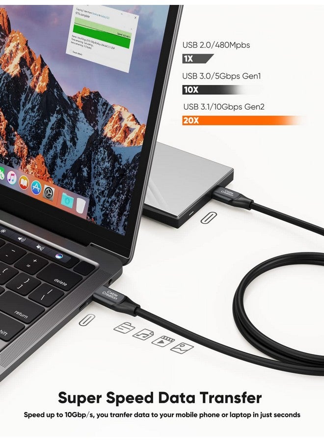 CableCreation CableCreation USB C to C Cable 1Feet, USB C to USB C USB 3.2 Gen2 10Gbps, TypeC to C Data Cable, Android Auto Cable 3A for USB C External SSD, MacBook Pro, iPad S21, etc, 0.3m, Gray  - Image 3