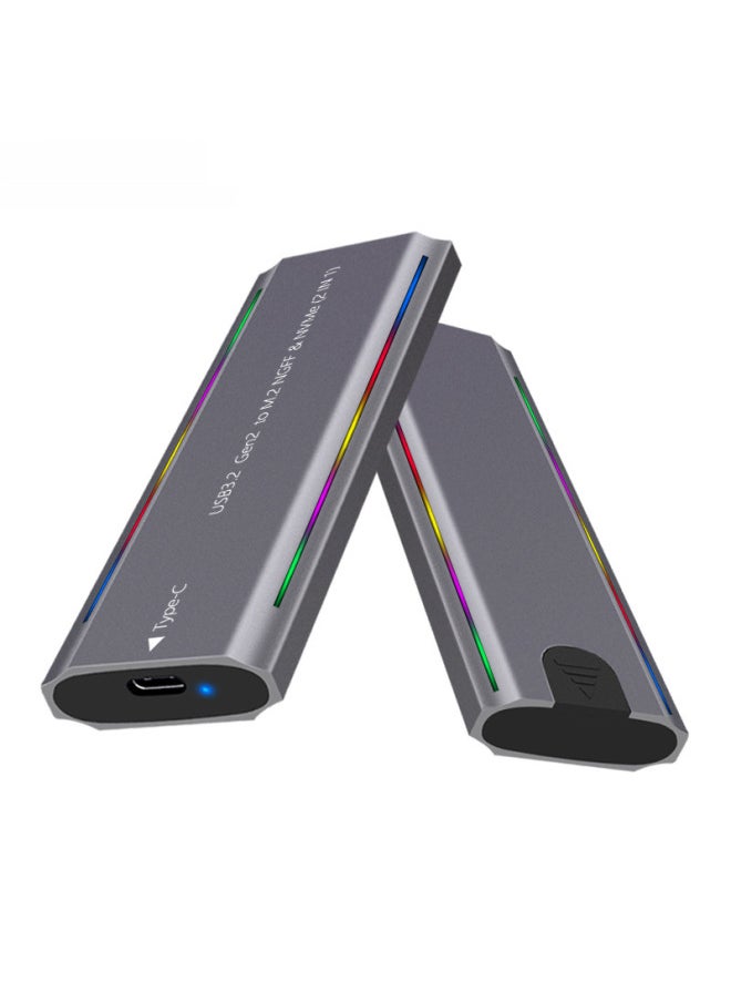 Generic M.2 Solid State USB3.1NGFF & Nvme Protocol Hard Disk Box Type-C RGB Light Aluminum Alloy Mobile Hard Disk Box-Color:TP07-L-CCA(NVME Protocol) Gray  - Image 2