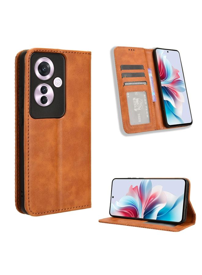 اس-توب جراب لهاتف OPPO Reno11 F 5G / F25 Pro 5G جراب هاتف جلدي بمشبك مغناطيسي بتصميم كلاسيكي - Image 1