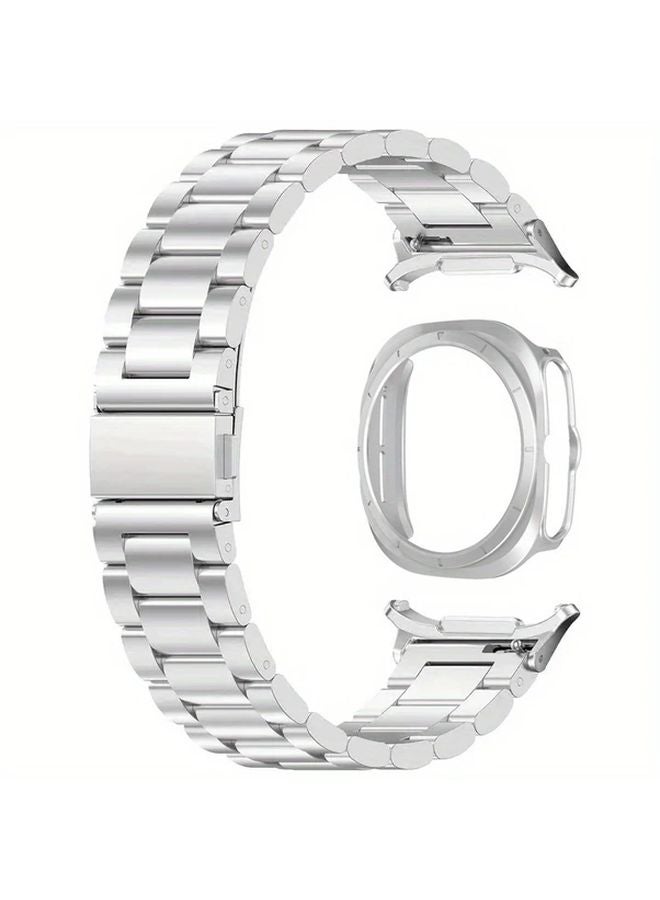 Silvery Stainless Steel Metal Band For Samsung Galaxy Watch 7 Ultra 47mm Bracelet - Image 1
