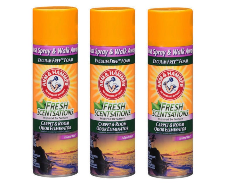 Arm & Hammer Fresh Scentsations Carpet & Room Odor Eliminator Spray  Island Mist  Vacuum-Free Foam  Just Spray and Walk Away  15 oz (Pack of 3) - Image 1