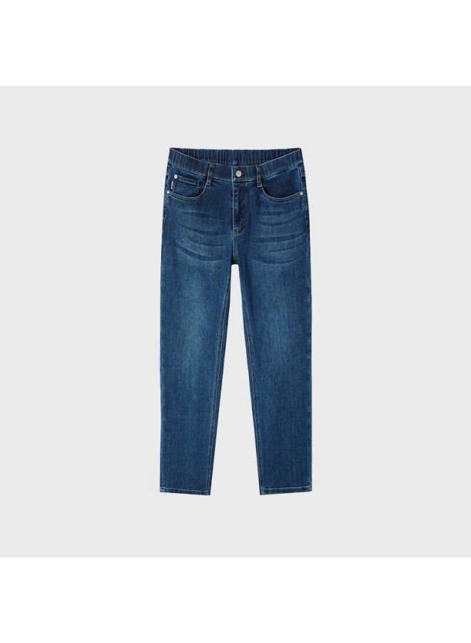 Texwood De Huo Ping Fruit Denim Jeans, Tapered Hip-hiding, Leg-slimming, Versatile, Business Casual, Elastic Long Pants, Medium Blue, Size 34 - Image 5