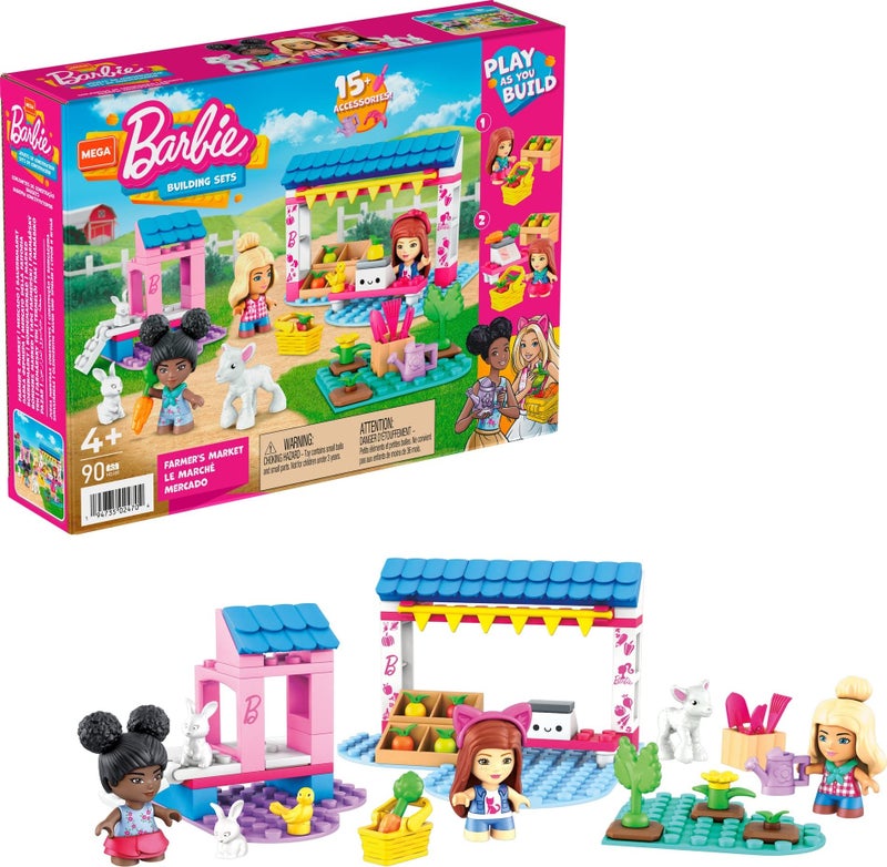 Mega Brands MEGA Barbie Toy Building Set Farmers Market With 3 MicroDolls 4 Pets and Accessories Easy To Build Set For Ages 4 and Up - Image 2