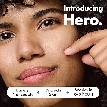 Hero لصقات مايتي باتش غير المرئية من هيرو كوزمتيكس لعلاج حب الشباب النهاري مزيل البقع الواضح لصقات هيدروكوليد مضادة لحب الشباب 39 لصقة لحب الشباب - Image 3