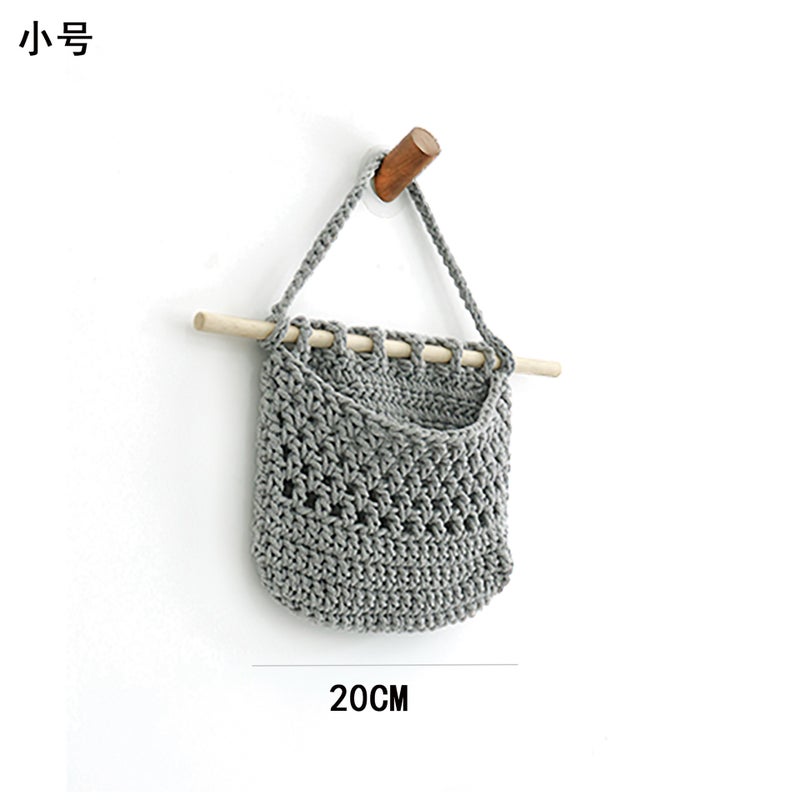 Door Storage Rack Cotton Rope Wall-Mounted Basket 3-Layer Wall-Mounted Hanging Storage Rack Book Sundries Storage Hanging Bag - Image 4