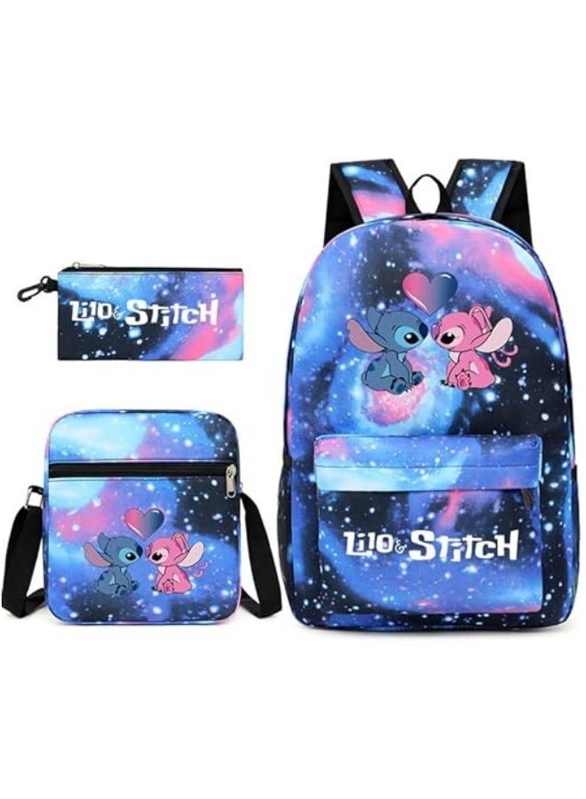 Lilo & Stitch 3pcs/Set Kids Backpack Cartoon Print Kindergarten Pencil Case Boy Girl Shoulder Bag Children Schoolbag Gift - Image 1