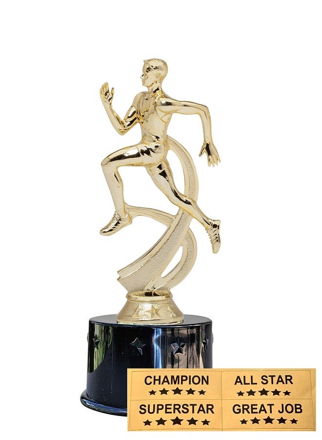 Express Medals Male Boys Track Award Trophy Party Favor Gift Prize Including 4 Gold Color Decals to Custom Personalize The Black Round Base - Image 2