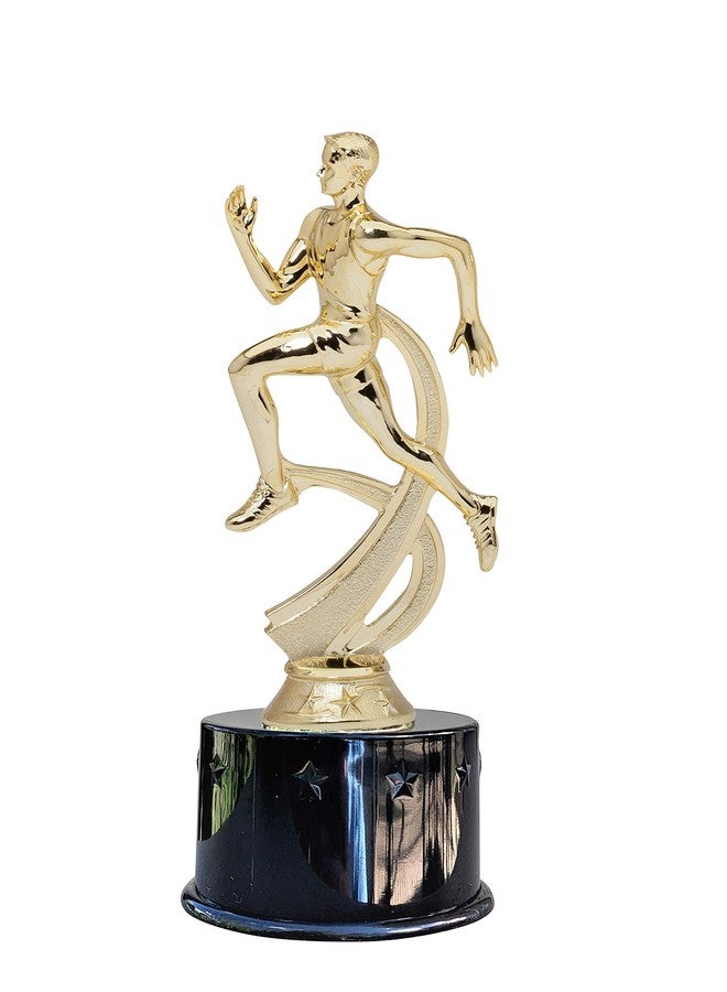 Express Medals Male Boys Track Award Trophy Party Favor Gift Prize Including 4 Gold Color Decals to Custom Personalize The Black Round Base - Image 1