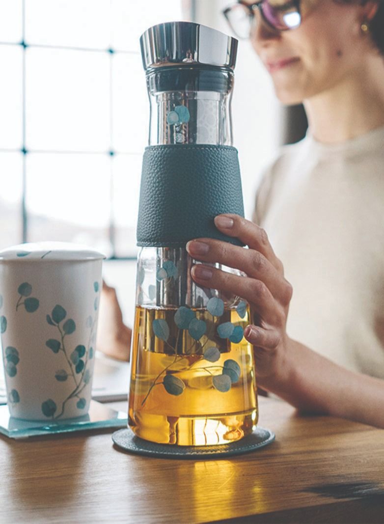 Tealand Borosilicate Heat Resistant Glass Eve Padma Portable Glass Mug BPA Free And Food Safe With Stainless Steel Mesh Filter For Loose Leaf Tea Perfect For both Hot and Iced Tea  (Blue)  - Image 5