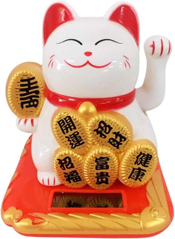 Zikra Solar Powered Lucky Cat Figurine - Waving Fortune Desktop Decor for Home, Shop & Hotel - Chinese Wealth Shaking Hand Art, Suitable Gift for Prosperity - Image 5