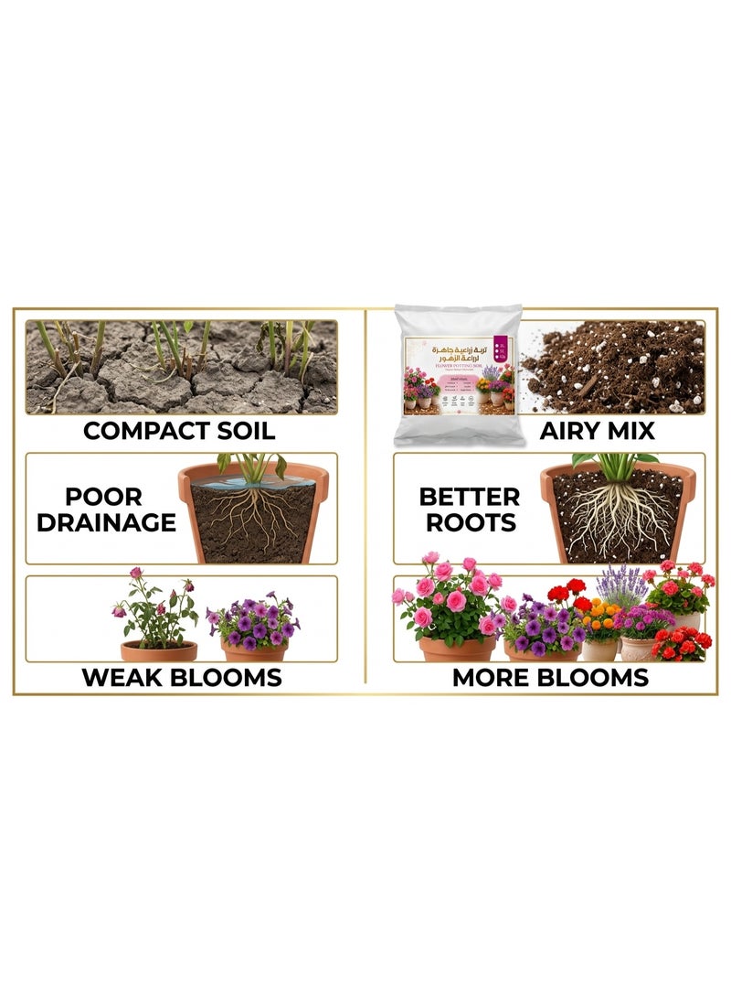 Premium Potting Soil 100% Organic Ready-to-Plant Growing Medium Nutrient Rich for Indoor & Outdoor Houseplants Flowers & Herbs - 2 L - Image 2