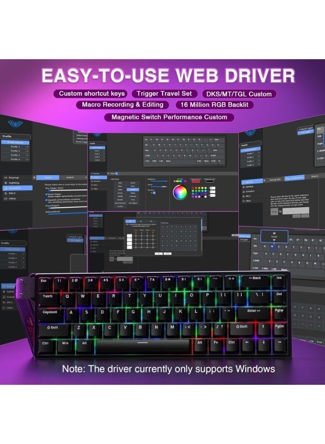 AULA WIN68HE Magnetic Switch Mechanical Keyboard – Rapid Trigger, Adjustable Actuation, 68% Gaming Keyboard, RGB Backlight, Wired USB-C for PC & Laptop - Image 5