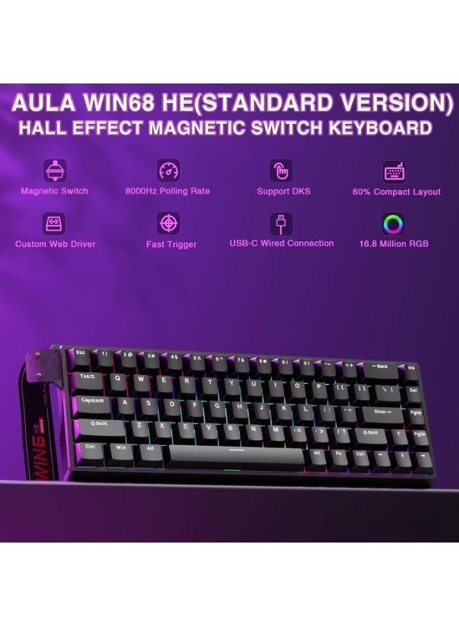 AULA WIN68HE Magnetic Switch Mechanical Keyboard – Rapid Trigger, Adjustable Actuation, 68% Gaming Keyboard, RGB Backlight, Wired USB-C for PC & Laptop - Image 2