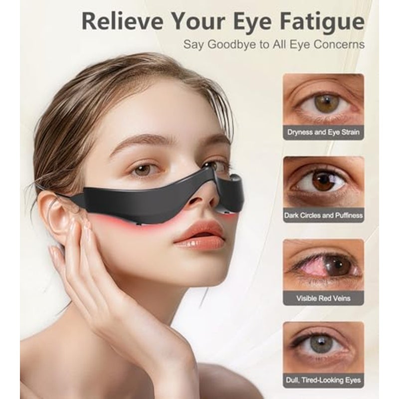 Under-Eye Red Light Therapy Glasses, Rechargeable Therapy Device Microcurrent Eye Massager, Eyes Bag Remover for Dark Circles, Eye Bags and Wrinkles - Image 2