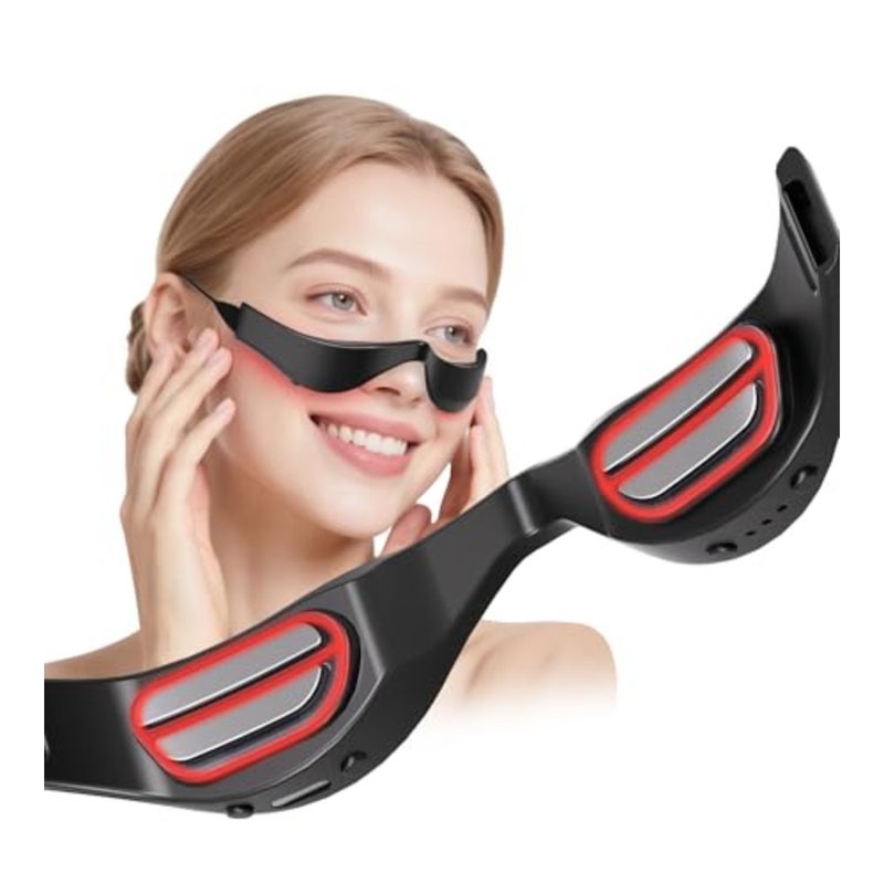 Under-Eye Red Light Therapy Glasses, Rechargeable Therapy Device Microcurrent Eye Massager, Eyes Bag Remover for Dark Circles, Eye Bags and Wrinkles - Image 1