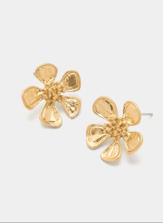 بارفوا أقراط زهور بتفاصيل ذهبية بارزة