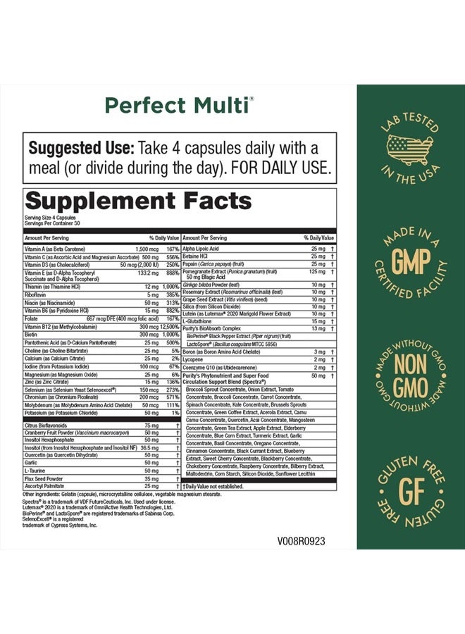 Purity Products Perfect Multi - Multivitamin Packed with Vitamins, Minerals and Phytonutrients - 60 Breakthrough Nutrients - Support for Healthy Immunity, Normal Energy Levels - 120 Capsules (1) - Image 2
