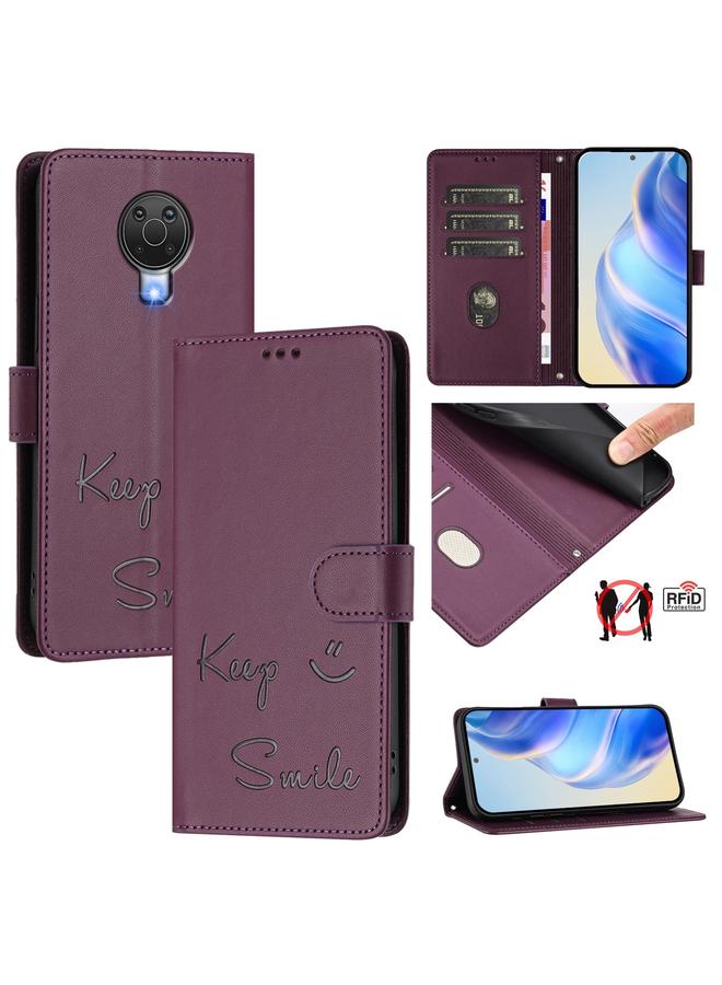 اس-توب جراب لهاتف Nokia 6.3 / G20 / G10 جراب هاتف جلدي بنقش ابتسامة بتقنية RFID - Image 1