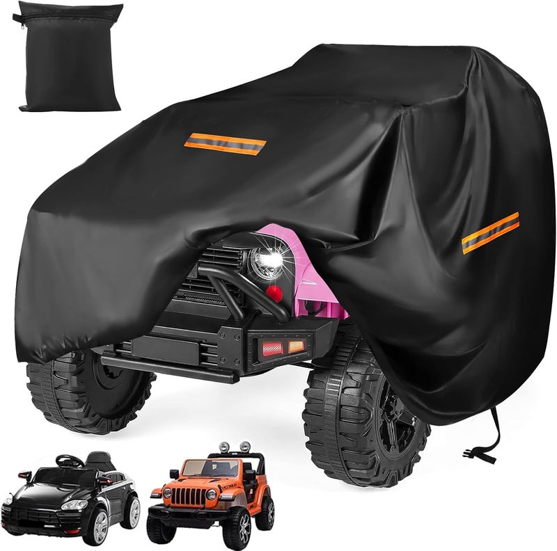 GRABADO Children's Car Cover, Large Car Toy Cover, Robust 420D Universal Car Cover for Children, Electric Vehicles, Waterproof, Outdoor, Rain and Dust Protection, Sun, with 3 Reflective Strips and Bag - Image 1