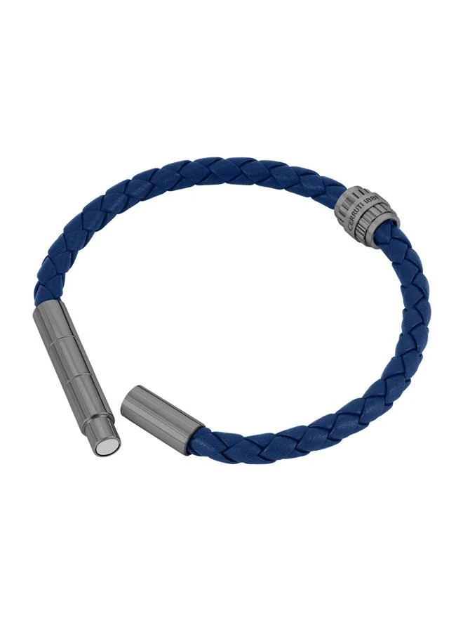 شيروتي 1881 Bartolomeo Blue Braided Leather Bracelet for Men