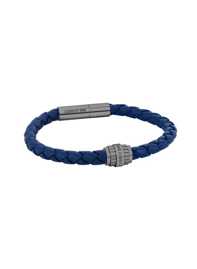 شيروتي 1881 Bartolomeo Blue Braided Leather Bracelet for Men