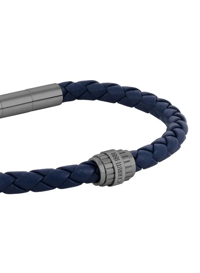 CERRUTI 1881 Blue/Gunmetal Bartolomeo Blue Braided Leather Bracelet for Men for Men | Best Price UAE