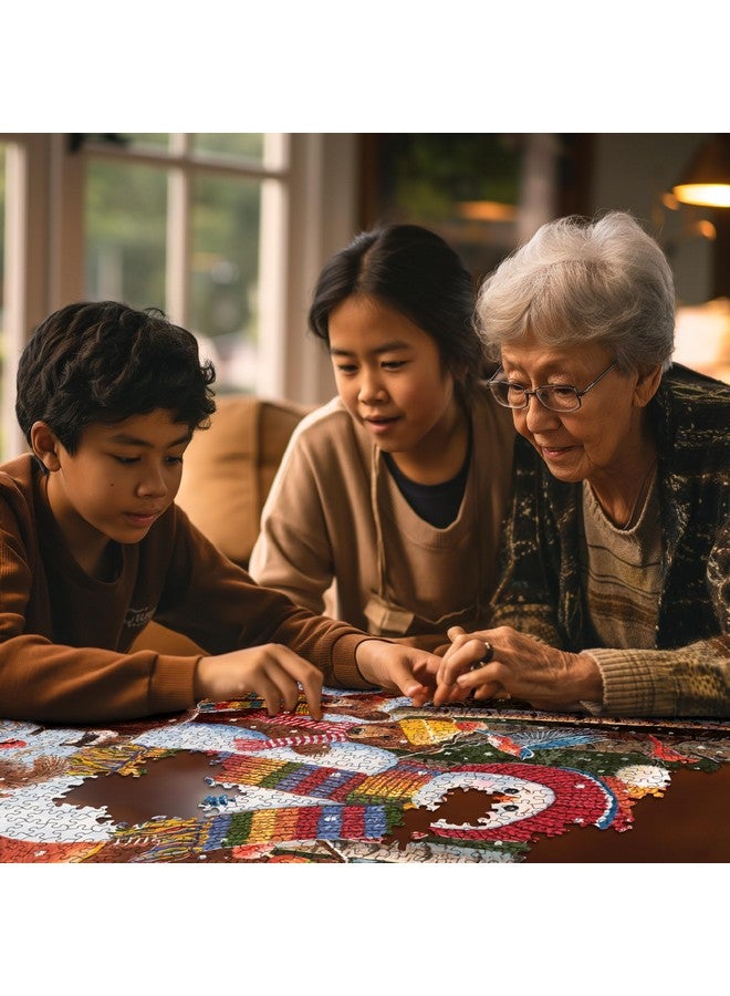 White Mountain Visiting The Snowman Winter Puzzles 500 Pieces Theme Jigsaw Puzzle for Kids Adults and Family - Image 5