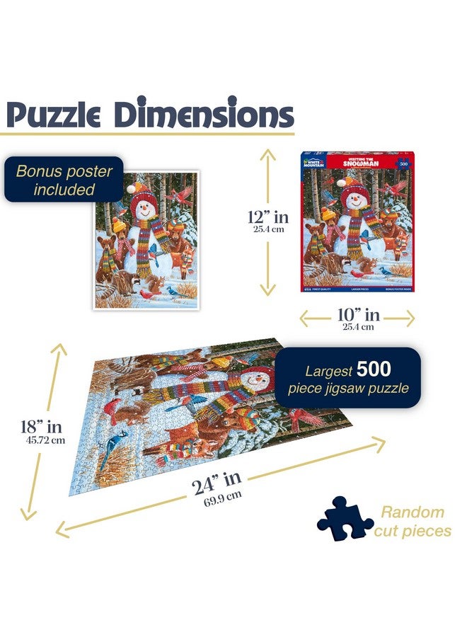 White Mountain Visiting The Snowman Winter Puzzles 500 Pieces Theme Jigsaw Puzzle for Kids Adults and Family - Image 2