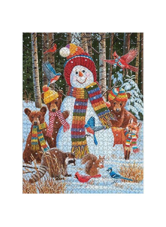 White Mountain Visiting The Snowman Winter Puzzles 500 Pieces Theme Jigsaw Puzzle for Kids Adults and Family - Image 3