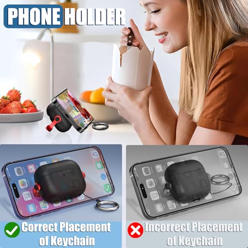 Wowwat for Airpods Pro 3 Case,Safety Lock Cases for Apple Airpod Pro 3 (2025) with Cleaner Kit, Drop Protection Air pods Pro3 Case Cover for Men for Women with Keychain,Black+Red - Image 3