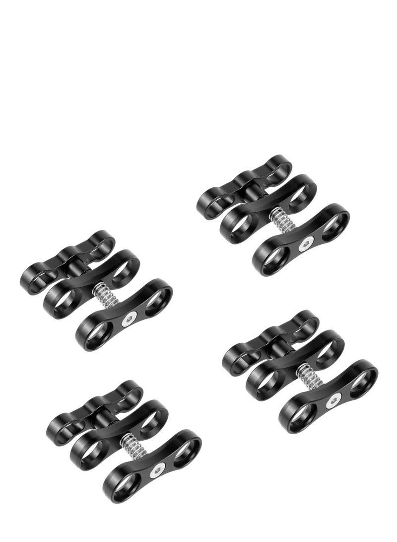 Excefore 4pcs 1'' Ball Clamp Mount, Aluminum Standard Long Clip Adapter Bracket Holder for Action Sports Camera Underwater Housing Diving Light Arm Connected Accessories - Image 1